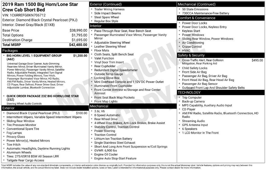 Used 2019 RAM 1500 Big Horn RWD image 3