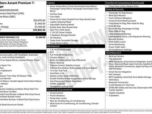 Used 2024 Subaru Ascent Premium w/ Convenience Package AWD/4WD image 33