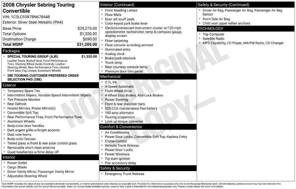 Used 2008 Chrysler Sebring Touring w/ Special Touring Group FWD image 27