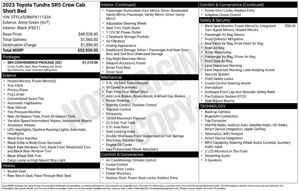 Used 2023 Toyota Tundra SR5 w/ SR5 Convenience Package AWD/4WD image 7
