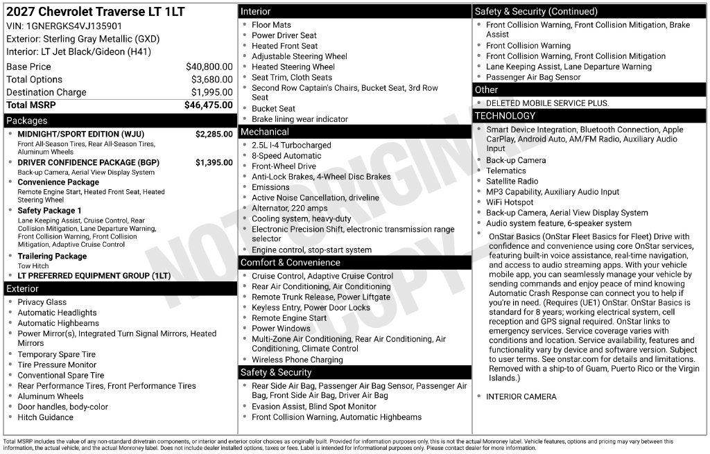 New 2027 Chevrolet Traverse LT w/ Midnight/Sport Edition FWD image 3