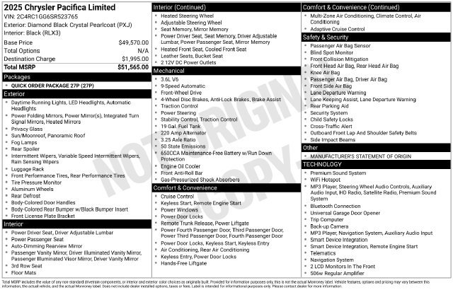 Used 2025 Chrysler Pacifica Limited FWD image 33