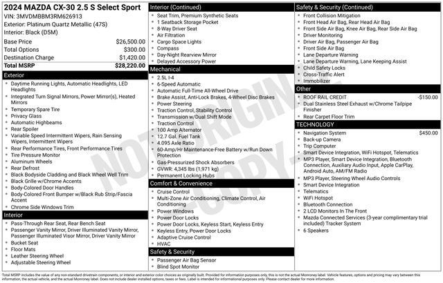 Used 2024 MAZDA CX-30 AWD 2.5 S w/ Select Sport Pkg image 6