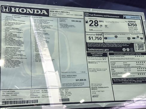 New 2026 Honda HR-V EX-L image 32