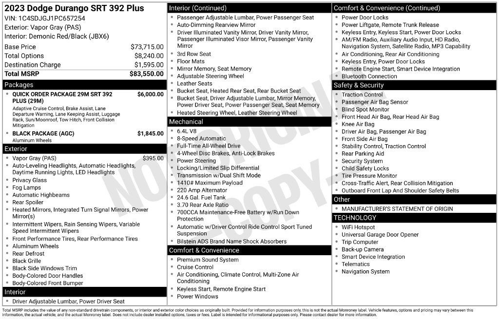 Used 2023 Dodge Durango SRT AWD/4WD image 62