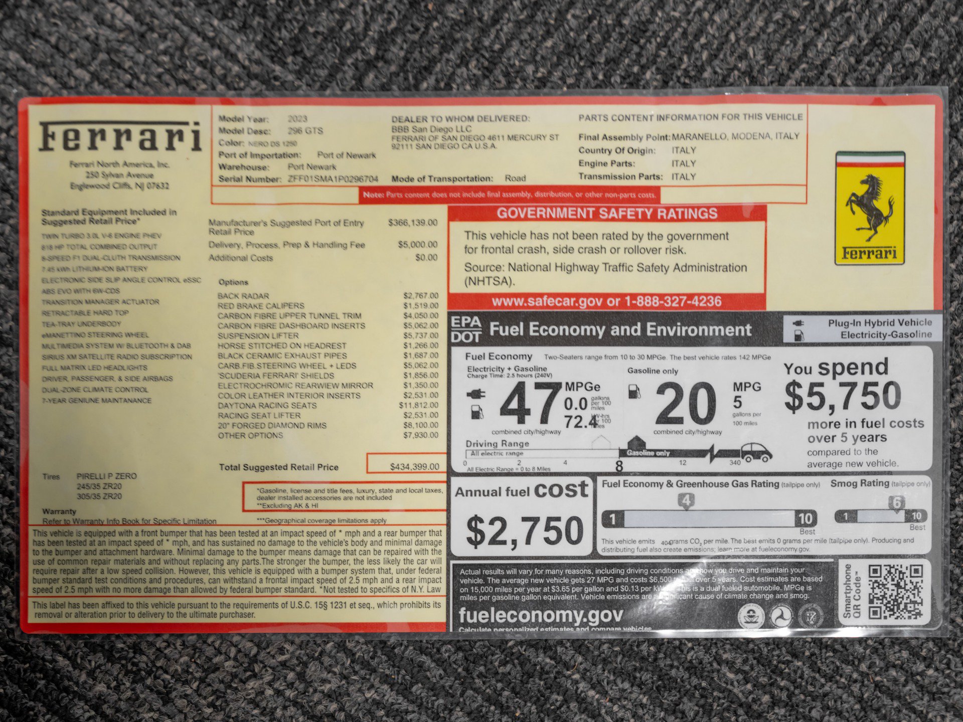 Used 2023 Ferrari 296 GTS RWD image 95