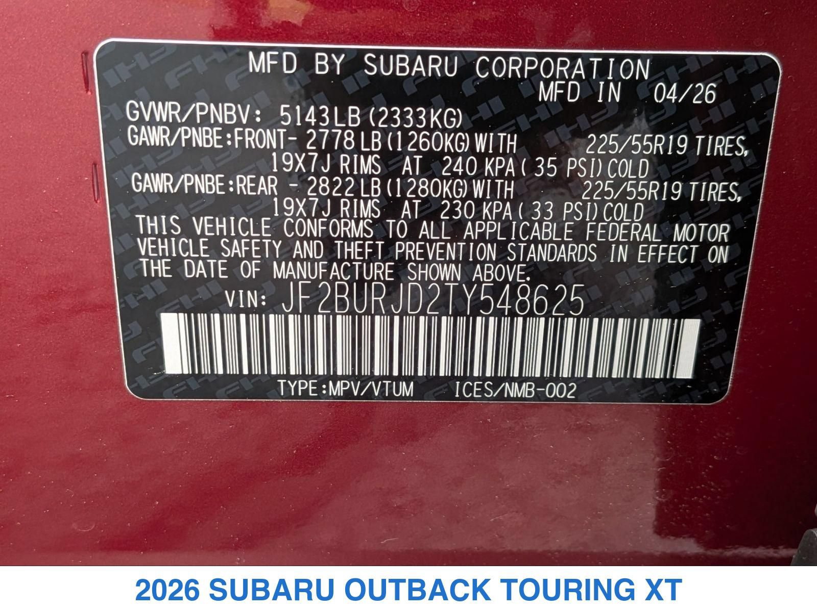 New 2026 Subaru Outback Touring XT AWD/4WD image 32