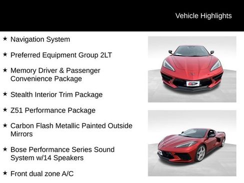Certified 2024 Chevrolet Corvette Stingray Preferred Cpe w/ Z51 Performance Package RWD image 13