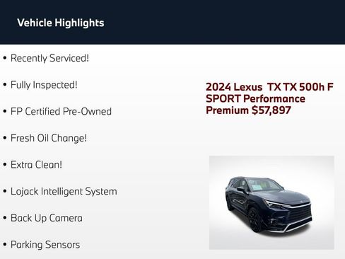 Used 2024 Lexus TX 500h AWD w/ Technology Package image 2