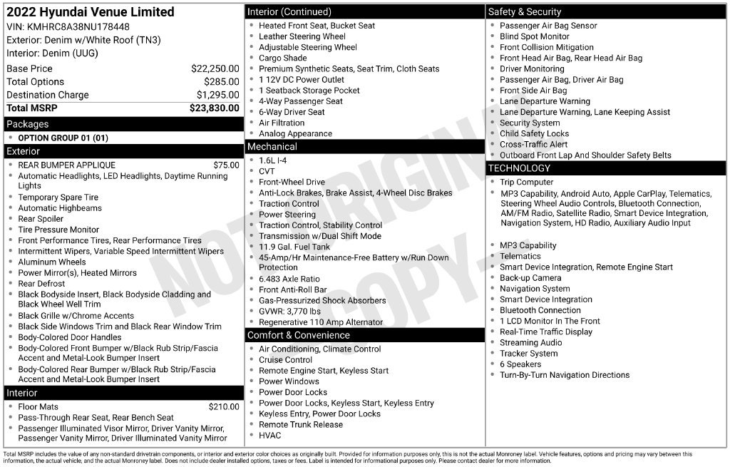 Certified 2022 Hyundai Venue Limited FWD image 18