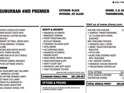 Used 2026 Chevrolet Suburban Premier w/ Sun And Tow Package AWD/4WD image 7