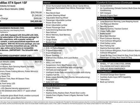 Used 2020 Cadillac XT4 Sport w/ Driver Awareness Package FWD image 32