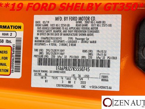 Used 2019 Ford Mustang Shelby GT350 w/ Technology Package image 67