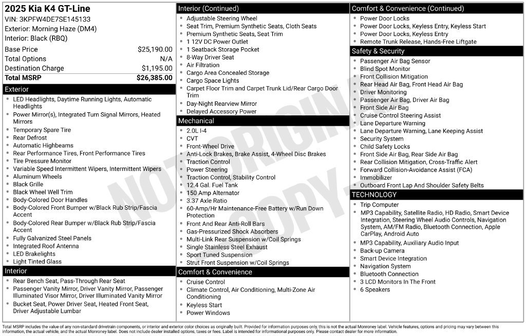 Certified 2025 Kia K4 GT-Line FWD image 11
