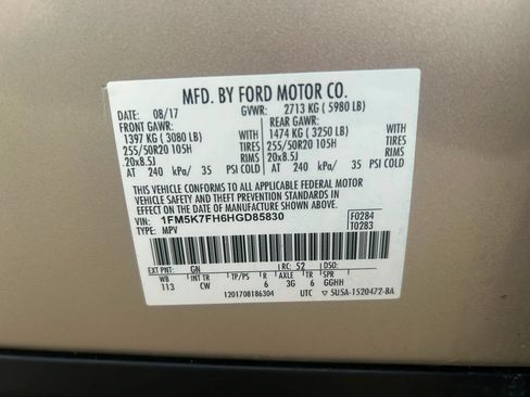 Used 2017 Ford Explorer Limited w/ Equipment Group 301A FWD image 35