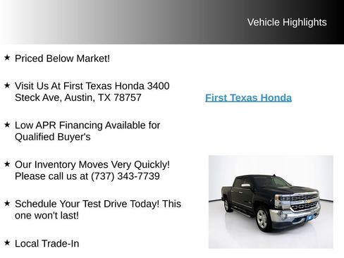 Used 2018 Chevrolet Silverado 1500 LTZ w/ Texas Edition RWD image 10