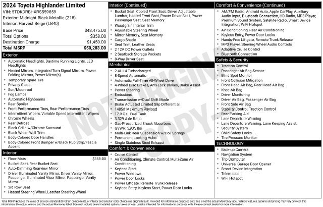 Used 2024 Toyota Highlander Limited AWD/4WD image 10