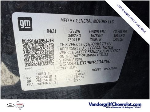 Used 2021 Chevrolet Tahoe 4WD image 29