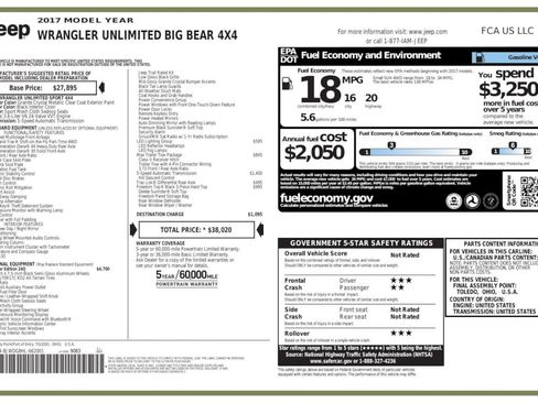 Used 2017 Jeep Wrangler Unlimited Sport image 2