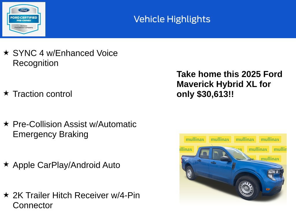 Certified 2025 Ford Maverick XL w/ Equipment Group 101A AWD/4WD image 18