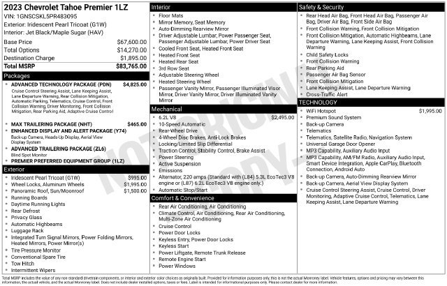 Used 2023 Chevrolet Tahoe Premier w/ Advanced Technology Package RWD image 2