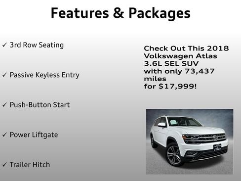 Used 2018 Volkswagen Atlas SEL AWD/4WD image 8