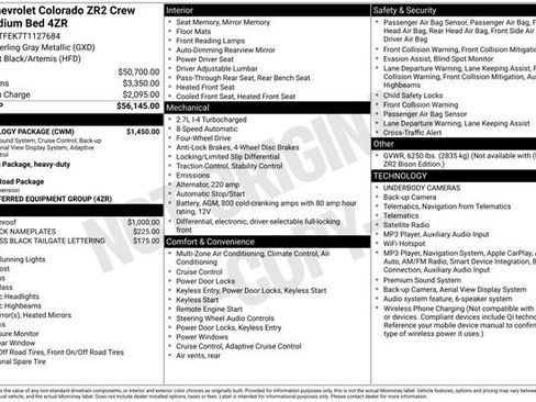 Used 2026 Chevrolet Colorado ZR2 w/ Technology Package AWD/4WD image 9
