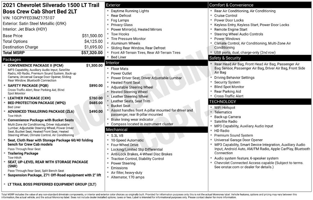 Used 2021 Chevrolet Silverado 1500 LT Trail Boss w/ Convenience Package II AWD/4WD image 31