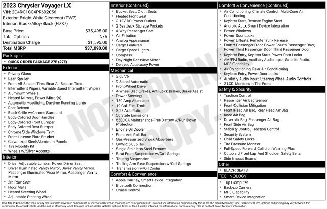 Used 2023 Chrysler Voyager LX FWD image 13