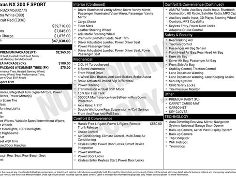 Used 2021 Lexus NX 300 F Sport w/ F Sport Premium Package FWD image 23
