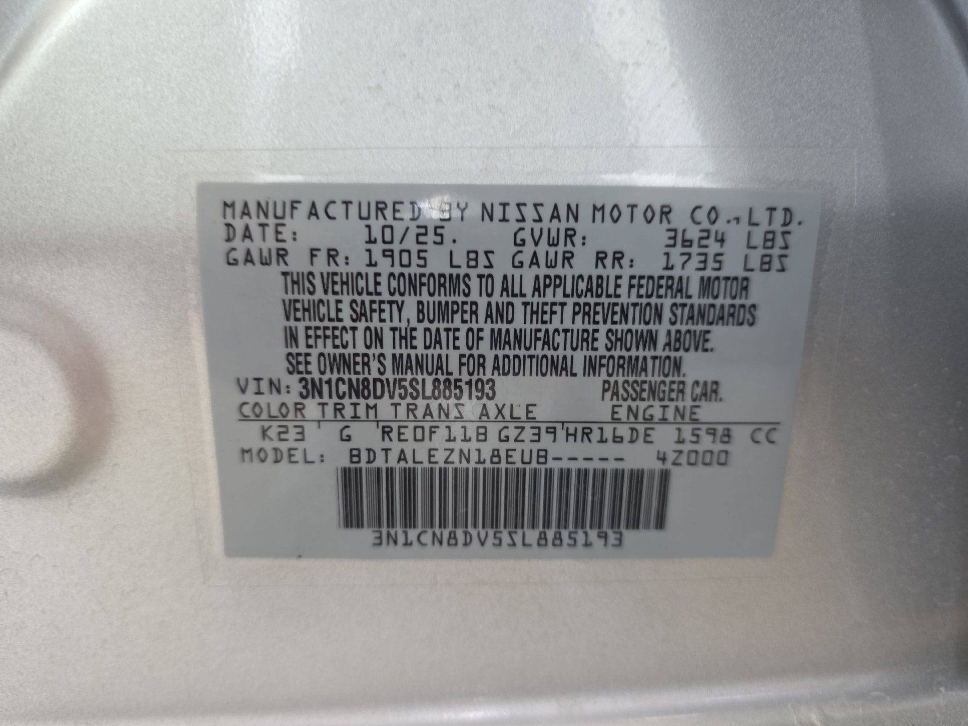 Certified 2025 Nissan Versa S w/ Trunk Package FWD image 32