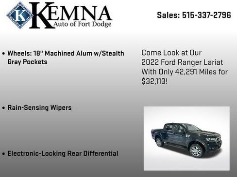 Used 2022 Ford Ranger Lariat w/ Equipment Group 501A High image 37