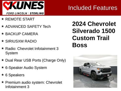 Used 2024 Chevrolet Silverado 1500 Custom Trail Boss w/ LPO, Dark Essentials Package AWD/4WD image 2