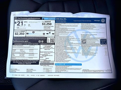 New 2026 Volkswagen Atlas SEL AWD/4WD image 11