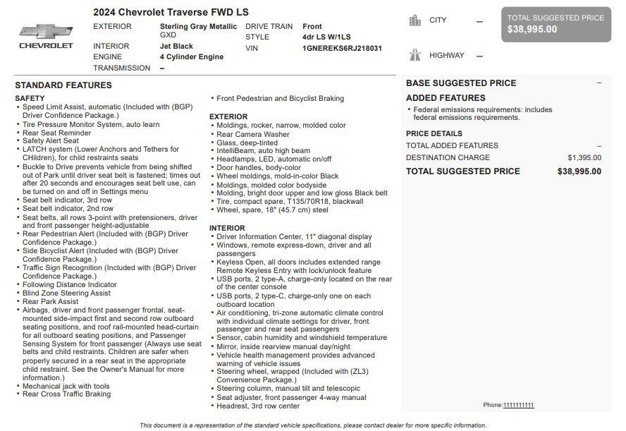 Certified 2024 Chevrolet Traverse LS FWD image 37