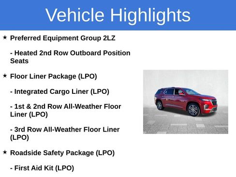 Certified 2023 Chevrolet Traverse High Country w/ LPO, Floor Liner Package image 5