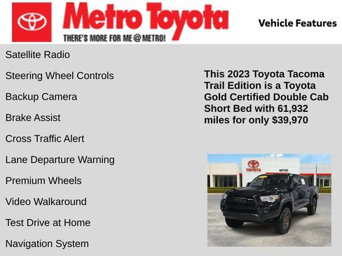 Certified 2023 Toyota Tacoma 4x4 Double Cab w/ Trail Edition image 16