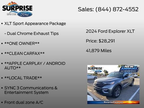 Used 2024 Ford Explorer XLT w/ Equipment Group 202A RWD image 13