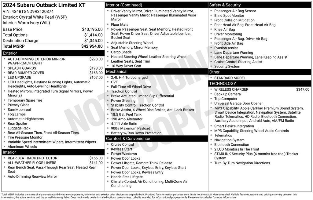 Used 2024 Subaru Outback Limited XT AWD/4WD image 45
