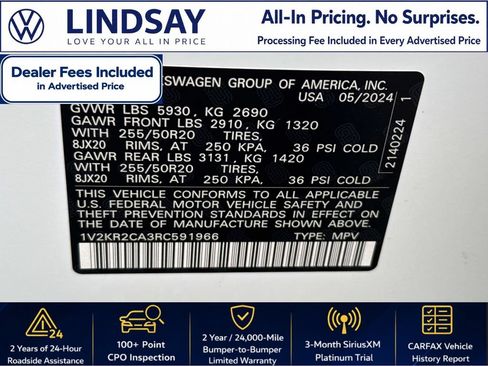Used 2024 Volkswagen Atlas SE w/ Panoramic Sunroof Package AWD/4WD image 27
