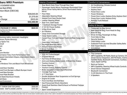 Used 2021 Subaru WRX Premium w/ Popular Package #1 AWD/4WD image 35