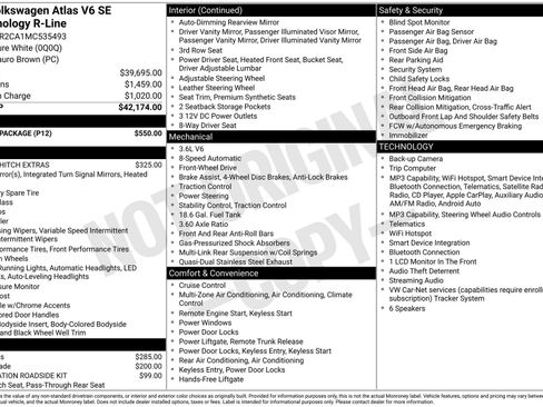Used 2021 Volkswagen Atlas SE w/ Towing Package FWD image 1