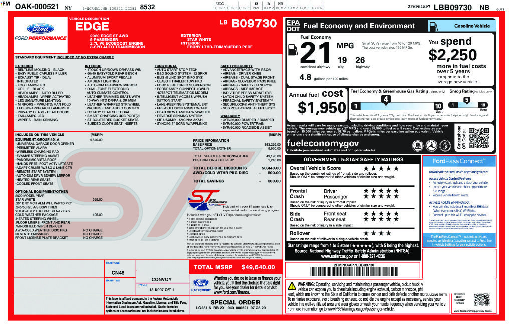 Used 2020 Ford Edge ST w/ Equipment Group 401A AWD/4WD image 31