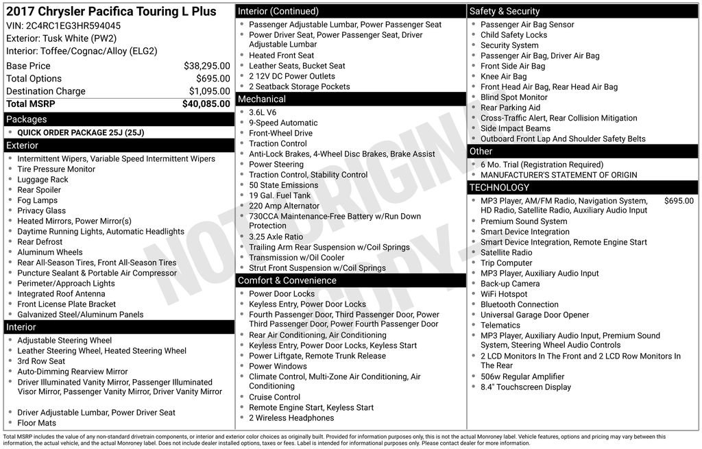 Used 2017 Chrysler Pacifica Touring-L Plus FWD image 33