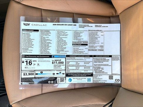 New 2026 Cadillac Escalade ESV Luxury w/ Touring Package AWD/4WD image 14