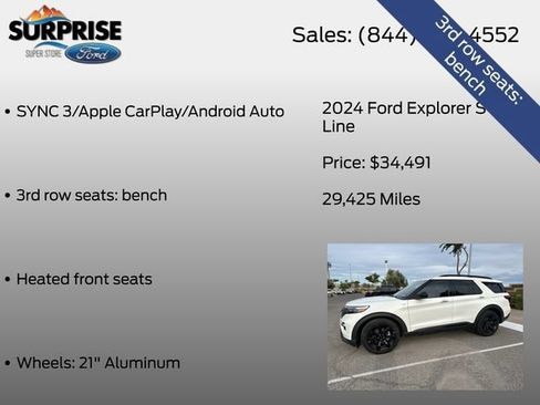 Used 2024 Ford Explorer ST-Line w/ Class IV Trailer Tow Package RWD image 24