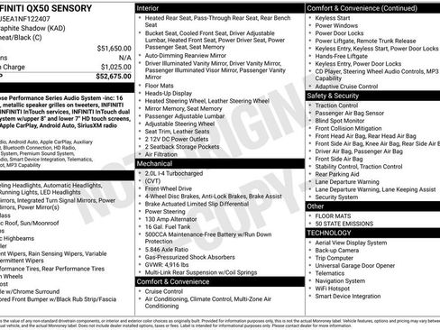 Used 2022 INFINITI QX50 Sensory image 36