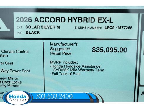 New 2026 Honda Accord Hybrid EX-L image 37