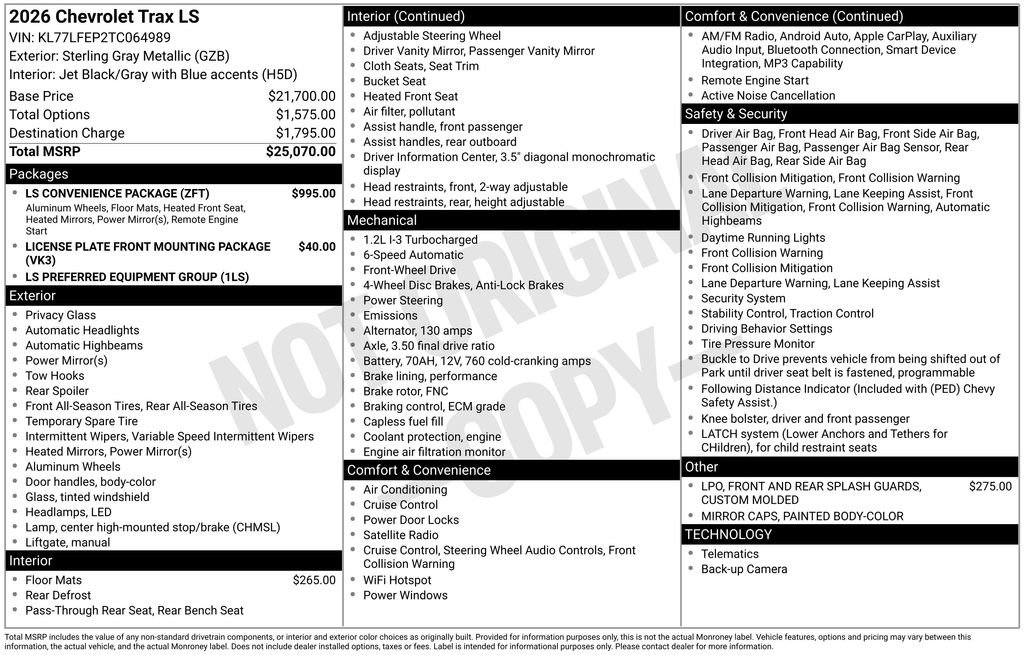 Used 2026 Chevrolet Trax LS w/ LS Convenience Package FWD image 35