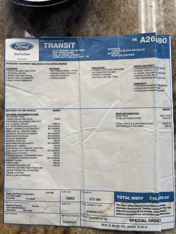 Used 2015 Ford Transit 250 148 Medium Roof w/ Premium Package RWD image 3